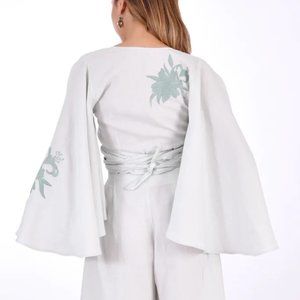 Fanm Mon Veve Linen Top in Mint Green